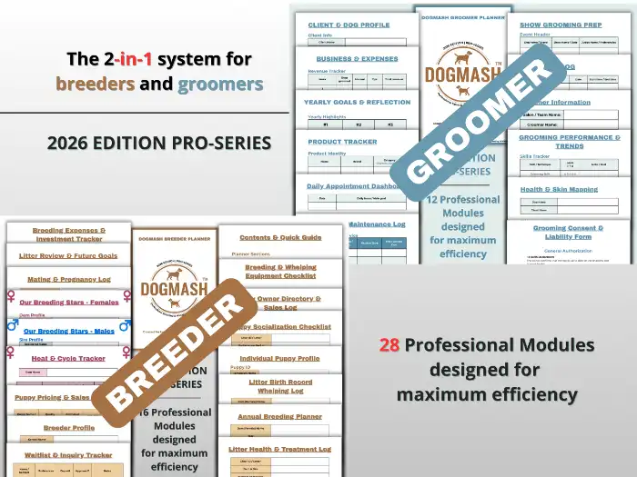 Digital Dog Breeder and Groomer Planner Pro Bundle 2026 - iPad and Printable PDF
