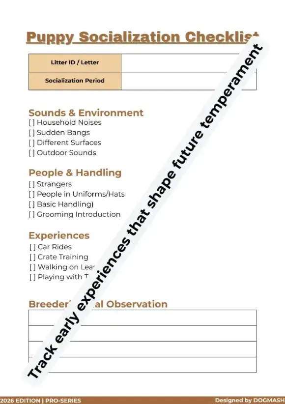 Puppy Socialization and Environmental Exposure Checklist