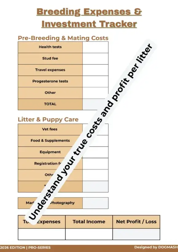 Dog Breeding Expenses and Investment Tracker
