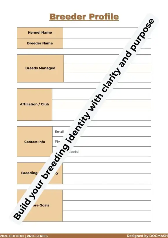 Professional Dog Breeder Profile and Kennel Information Template