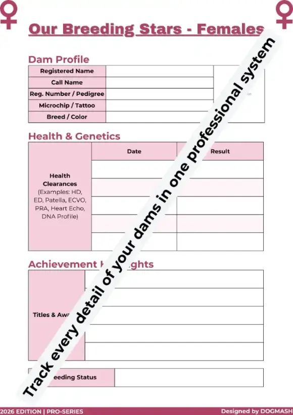 Female Dog Profile and Health Clearance Tracker
