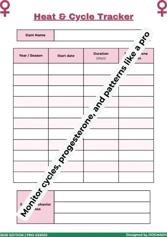 Dog Heat Cycle and Progesterone Level Tracker