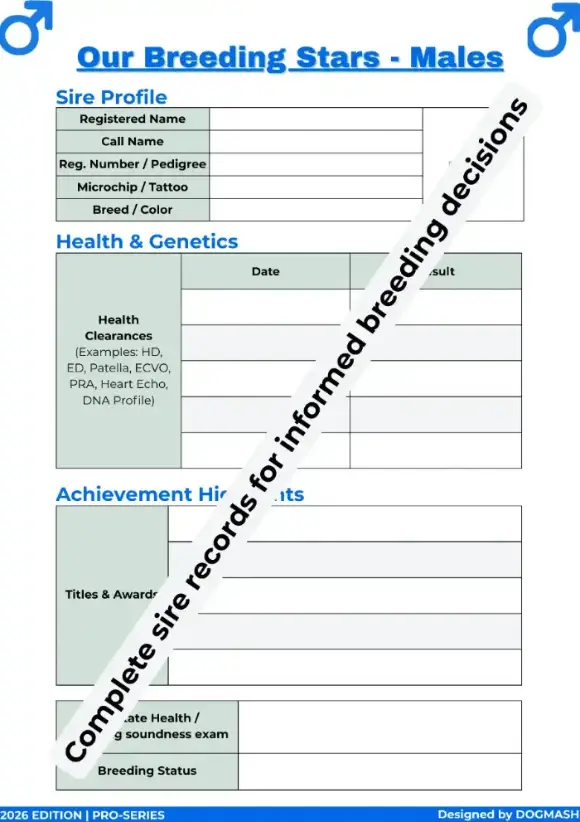 Stud Dog Profile and Genetic Testing Log