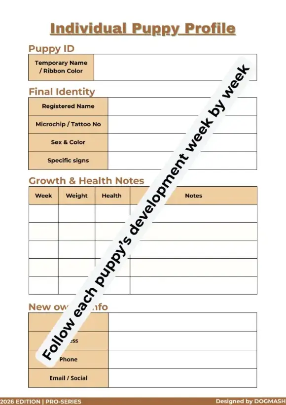 Individual Puppy Profile and Growth Chart