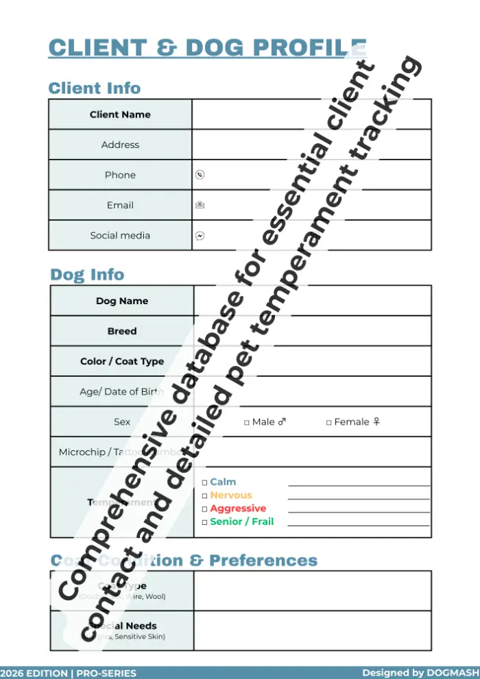 Dog Grooming Client and Pet Profile Template