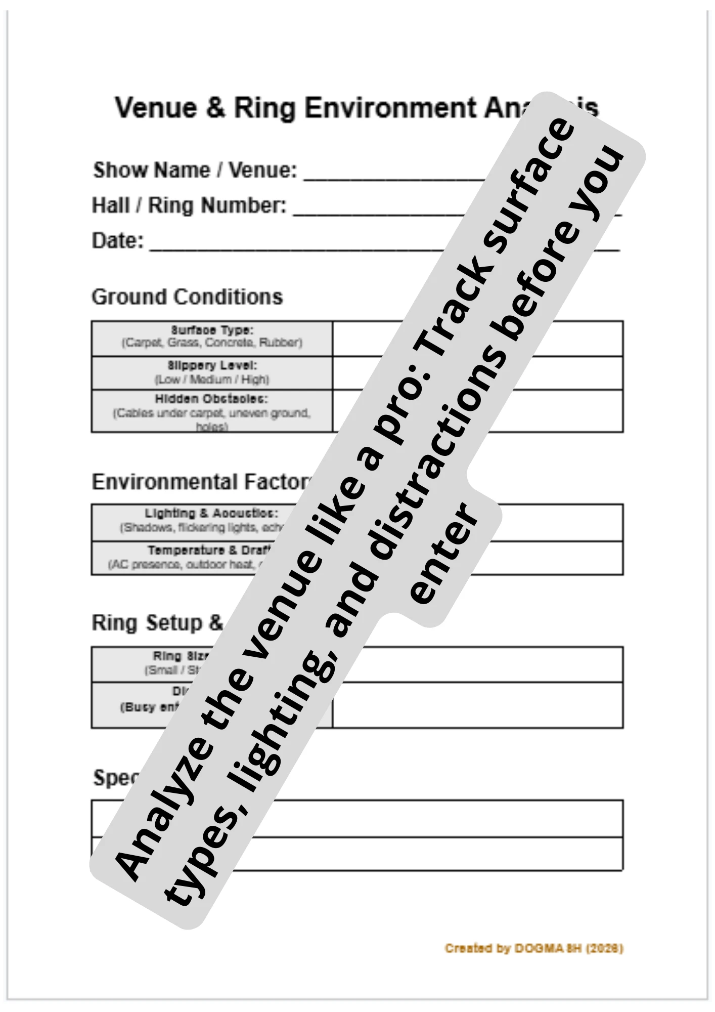 Editable Dog Show Venue and Ring Environment Analysis