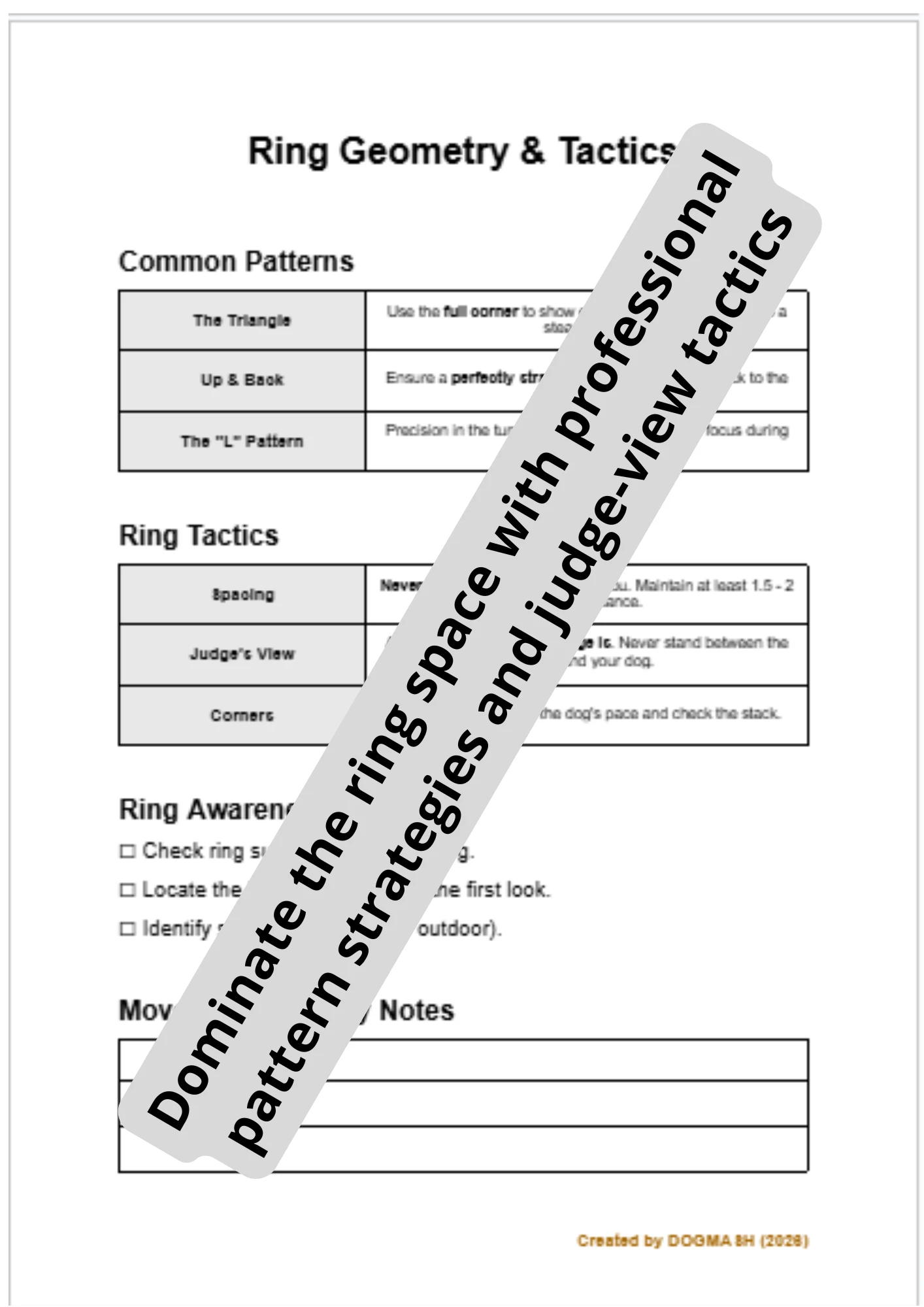 Editable Dog Show Training Tips and Stacking Guide