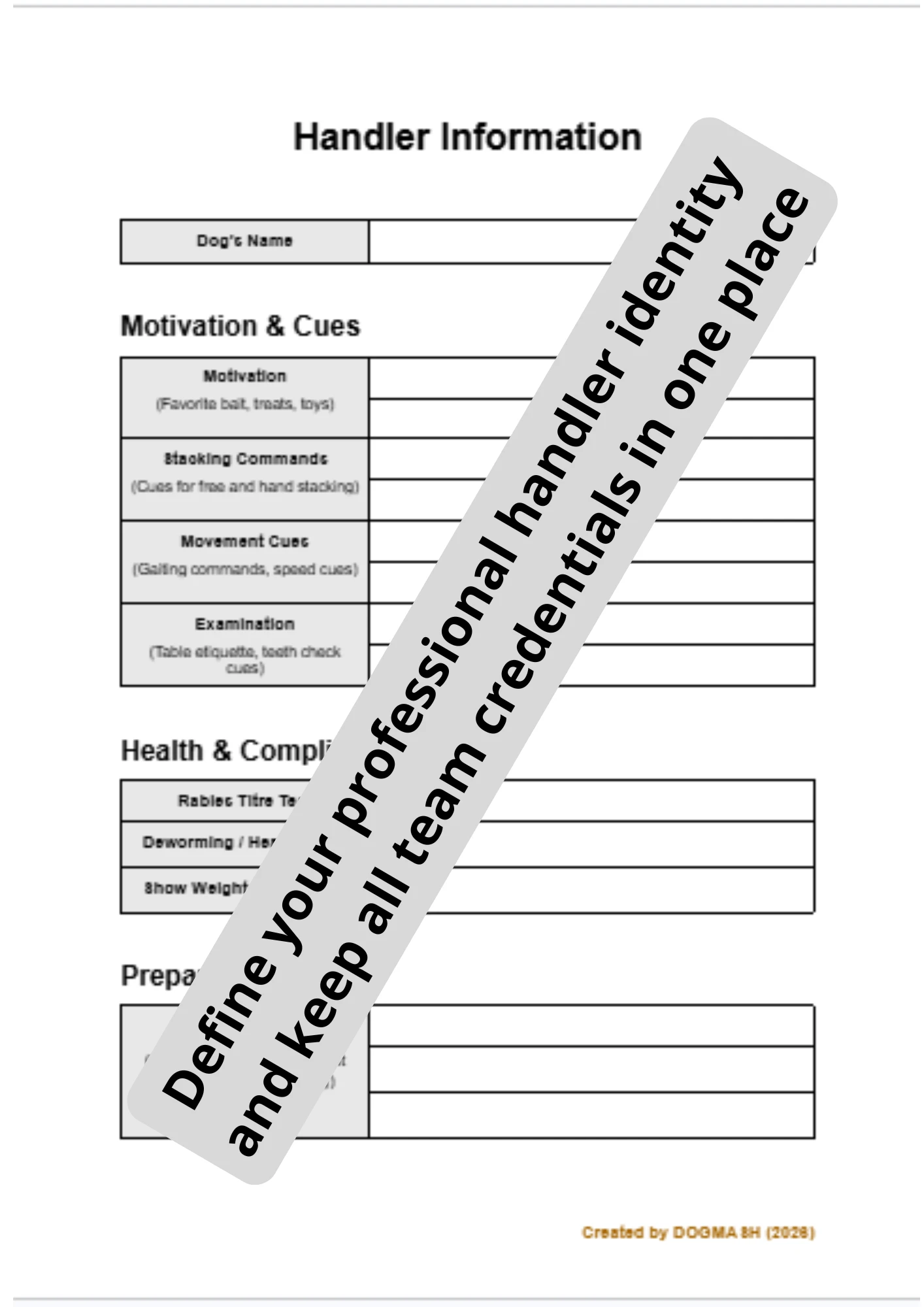 Editable Show Dog and Owner Profile Registration Log