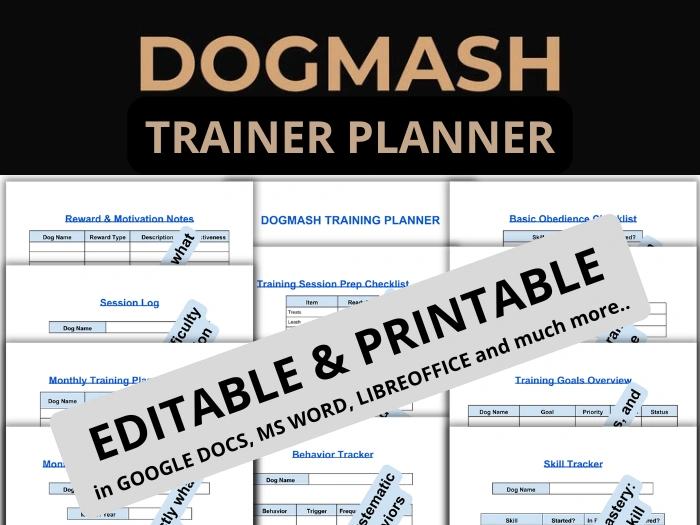 DOGMASH Editable Trainer Planner Pro - MS Word and Google Docs